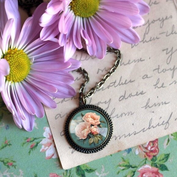 Pink Peony Pendant Necklace - Spring - Cottage Core - Indiana State Flower - Picture 4 of 4